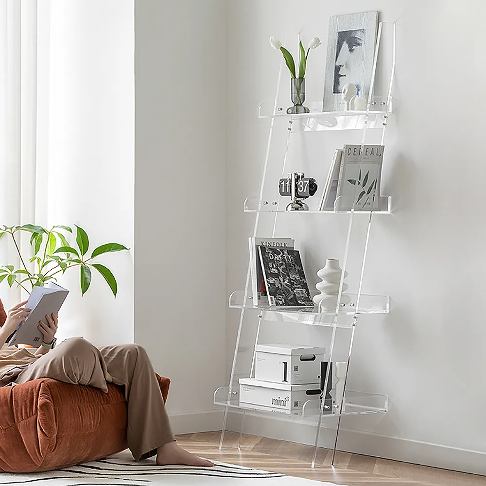 4-Shelf Ladder Bookshelf - Clear, Acrylic