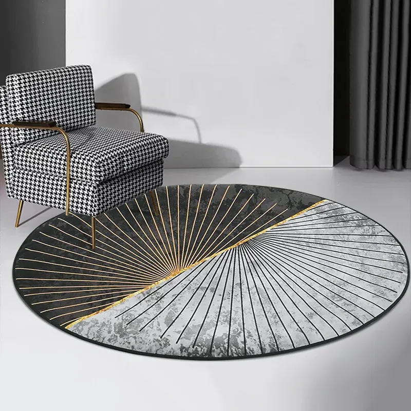 4' x 4' Abstract Round Area Rug - Gray, Gold image