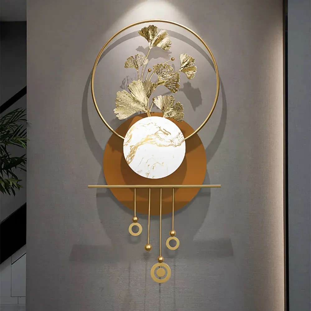 46.5" Metal Wall Decor with Ginkgo Leaf - Gold image