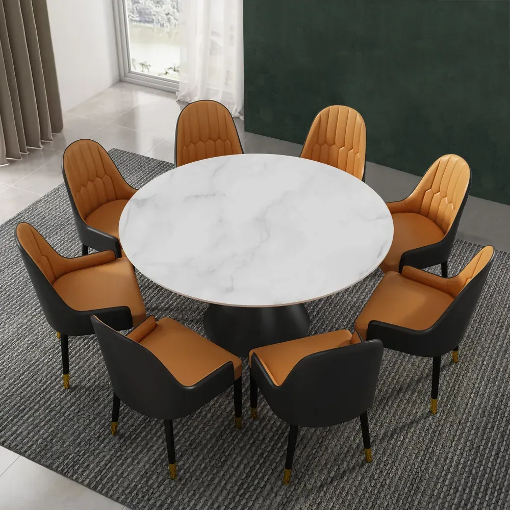 47" Round Dining Table - White, Sintered Stone
