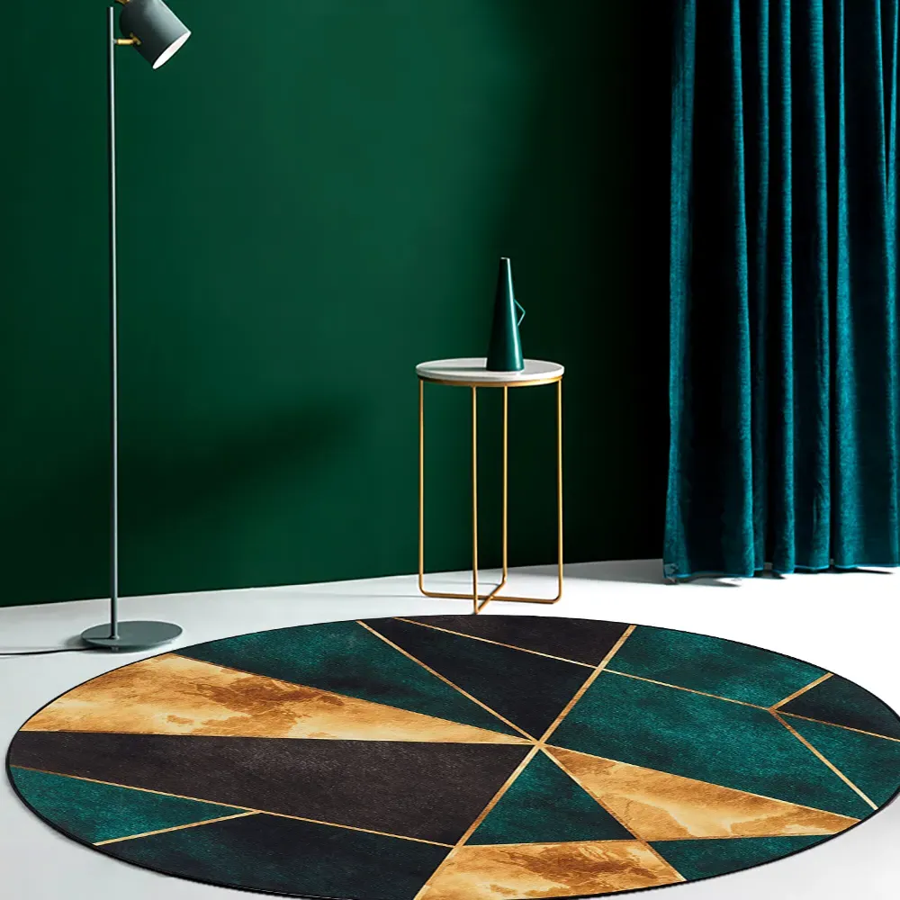 4x4 Round Area Rug - Green, Polyester image