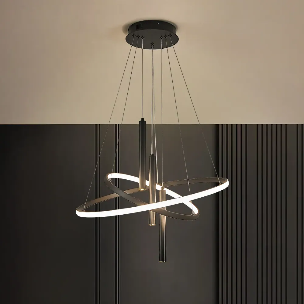 5-Light LED Chandelier with Remote - Black image