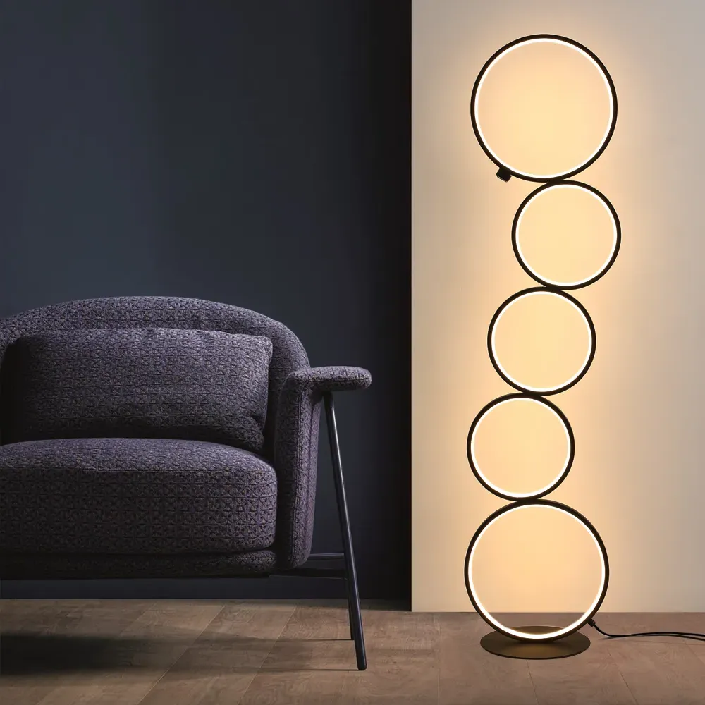 5-Ring LED Floor Lamp - Black image