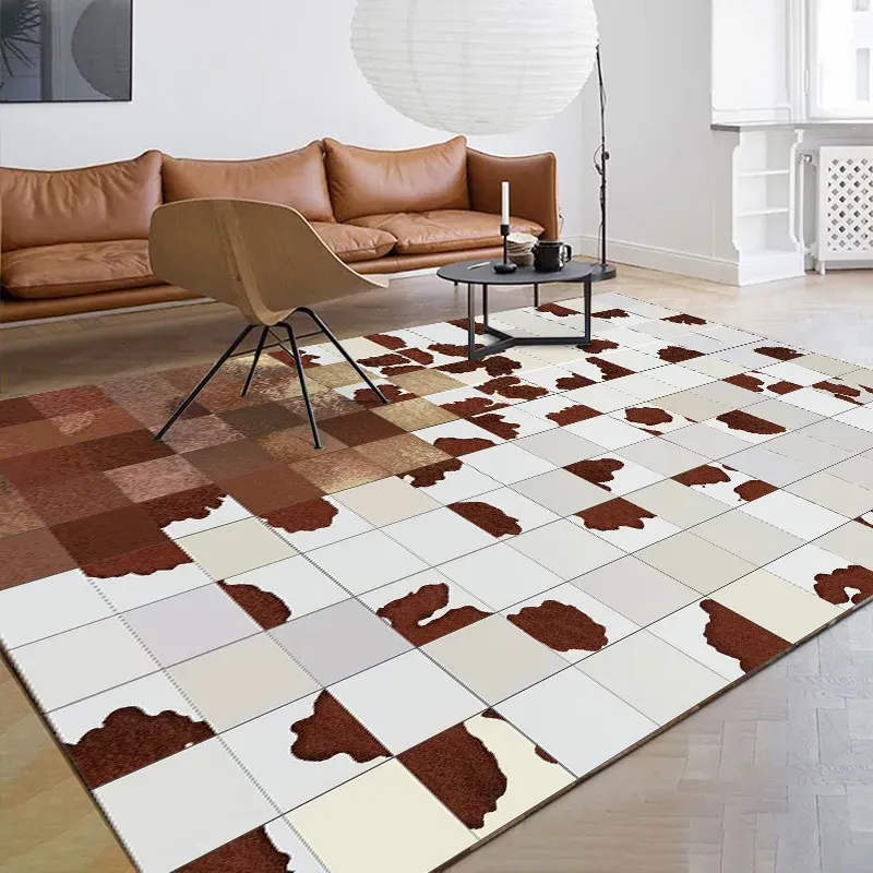 5' x 7' Checkered Area Rug - Geometric Pattern image
