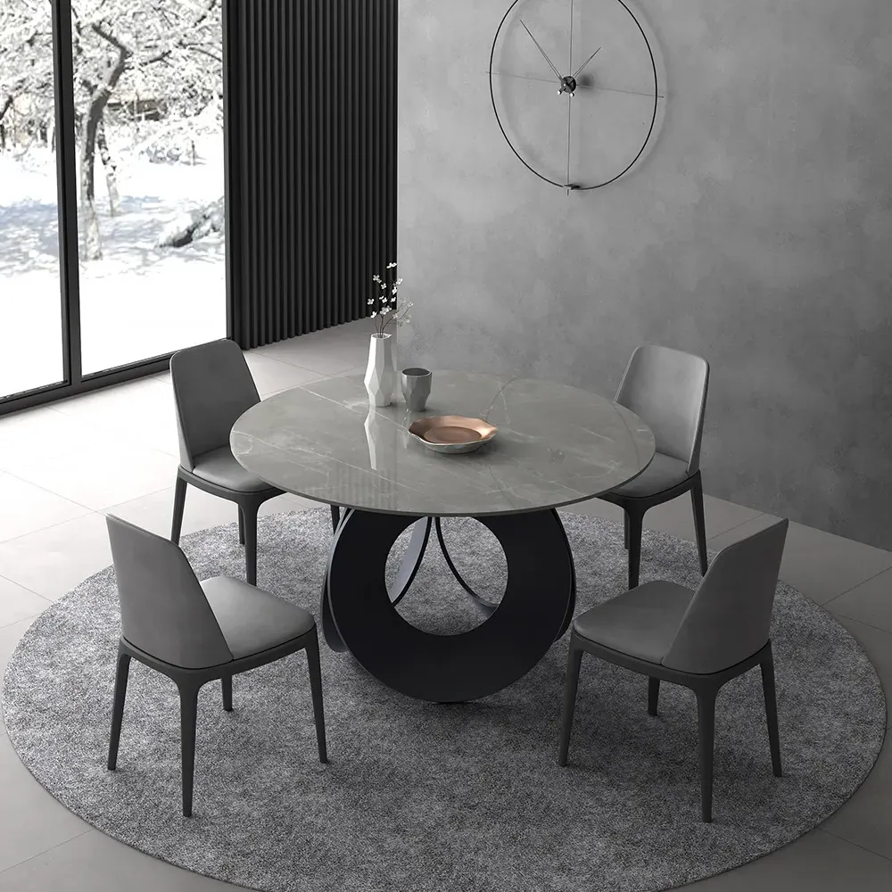 51" Round Dining Table - Gray, Faux Marble
