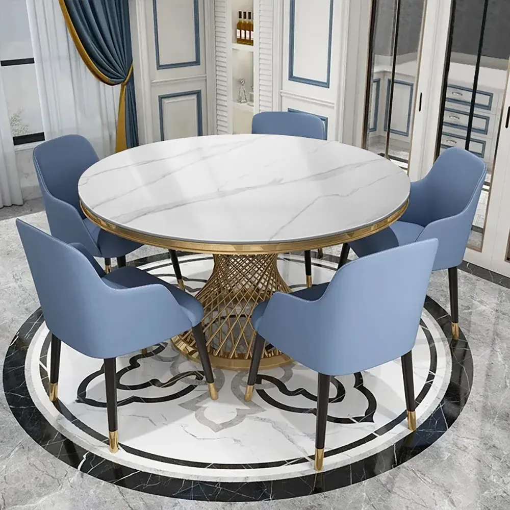 51" Round Dining Table - White, Faux Marble