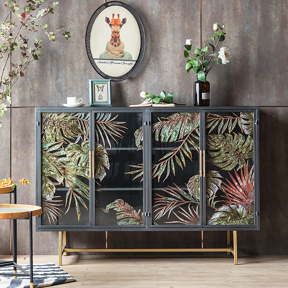 53" Painted Sideboard Buffet with Glass Doors
