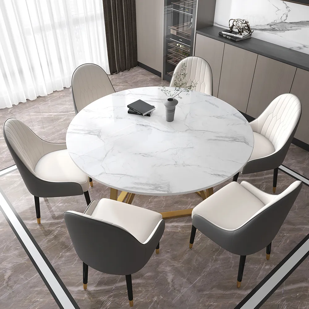 53" Round Dining Table - White, Faux Marble
