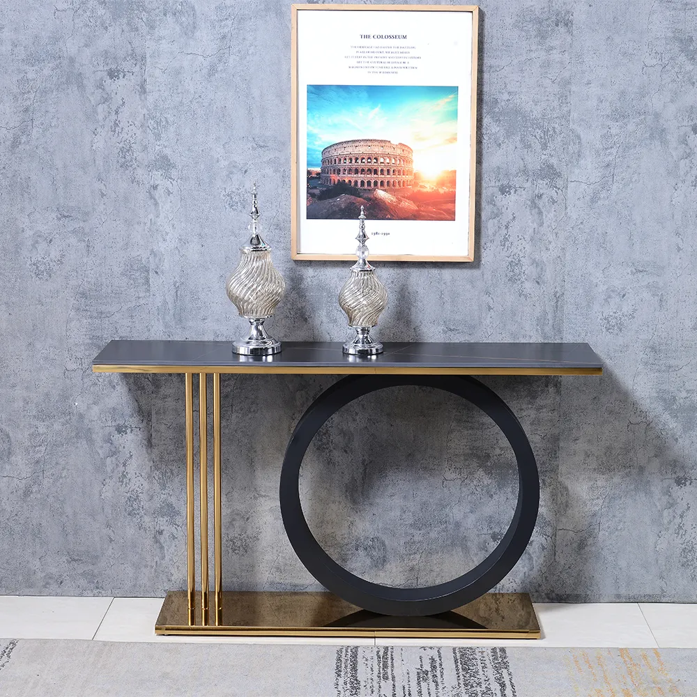 55" Rectangular Console Table - Black, Sintered Stone