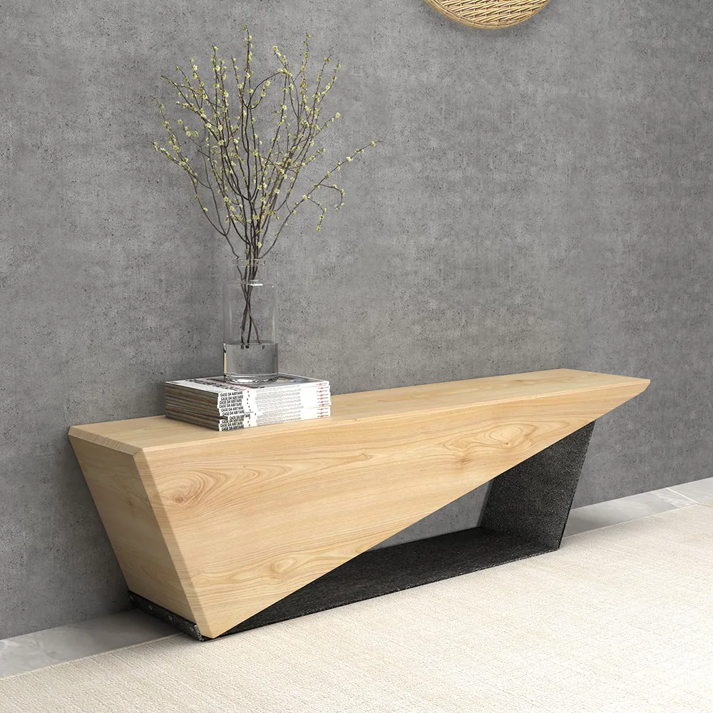 59" 3-Person Bench with Metal Base - Wood