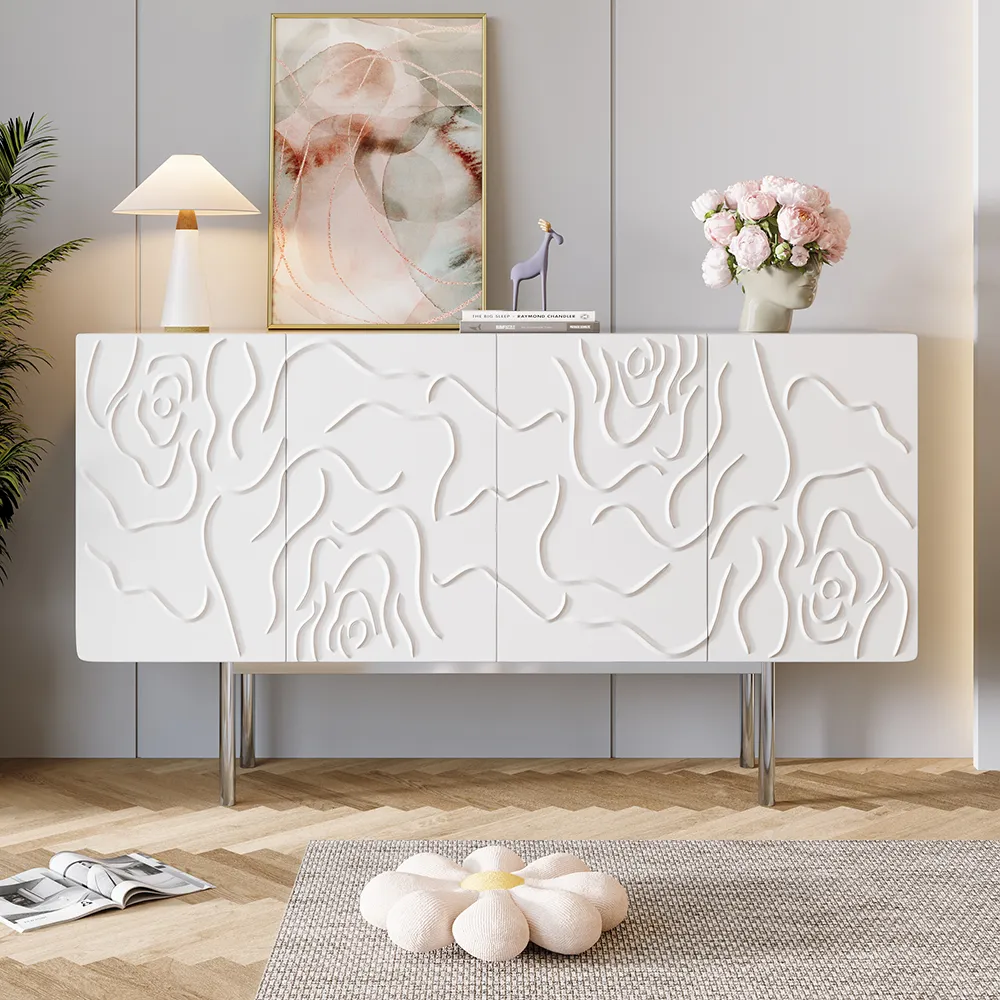 59" Sideboard Cabinet with Storage - White