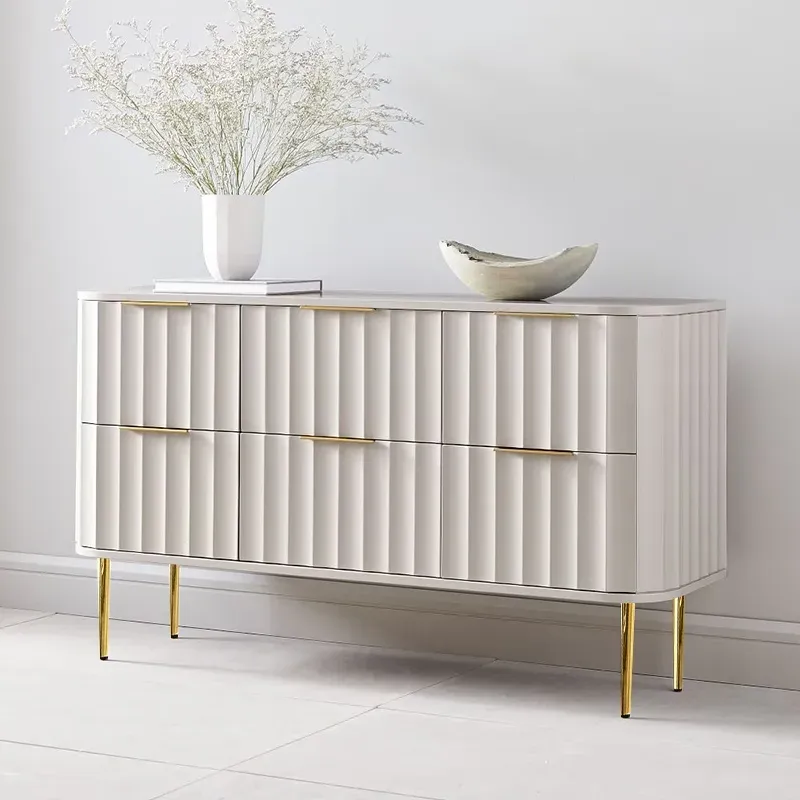 6-Drawer Bedroom Dresser - White, Gold image