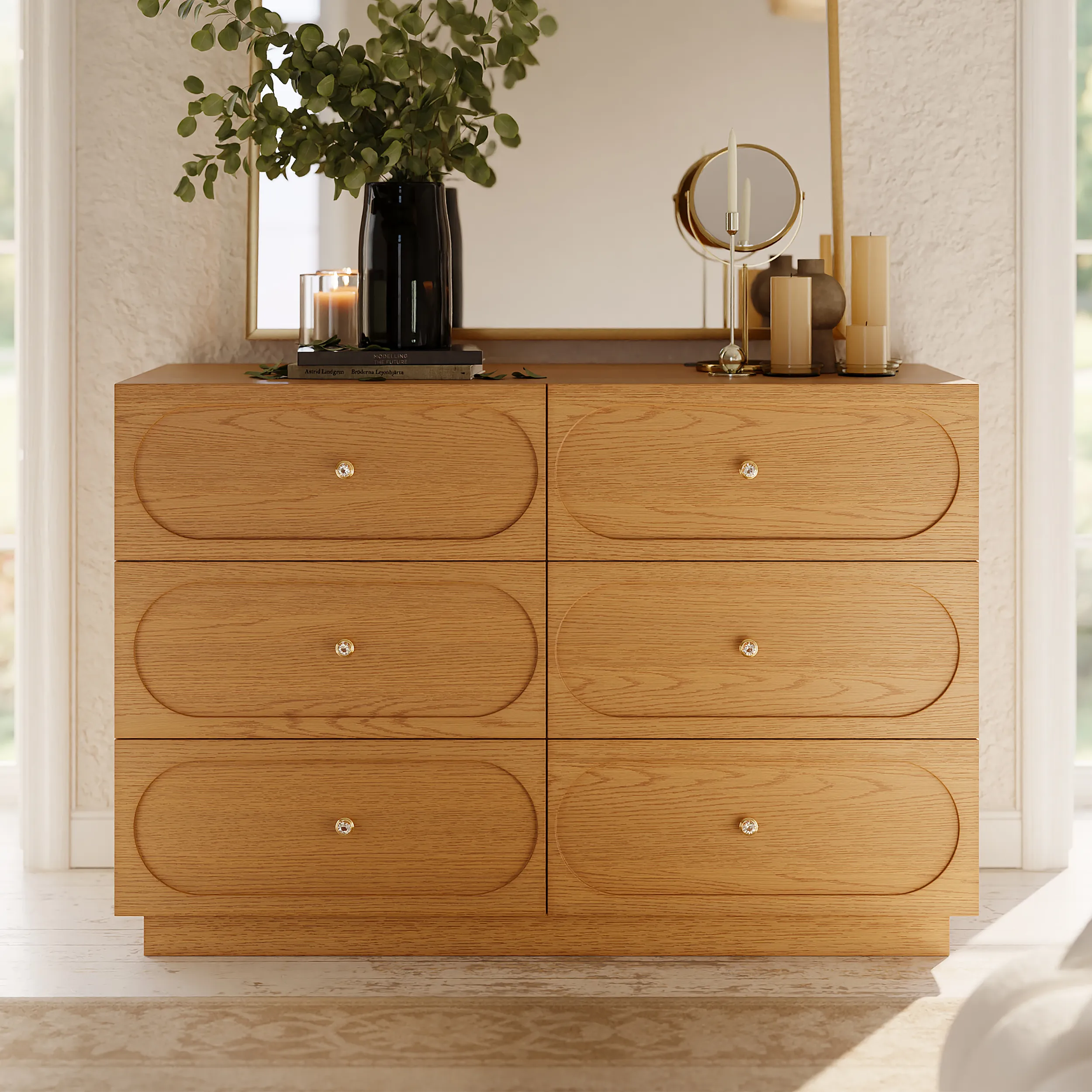6-Drawer Dresser with Charging Station - Natural image
