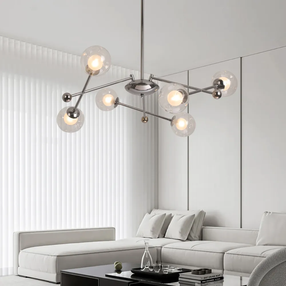 6-Light Sputnik Chandelier - Silver, Glass image