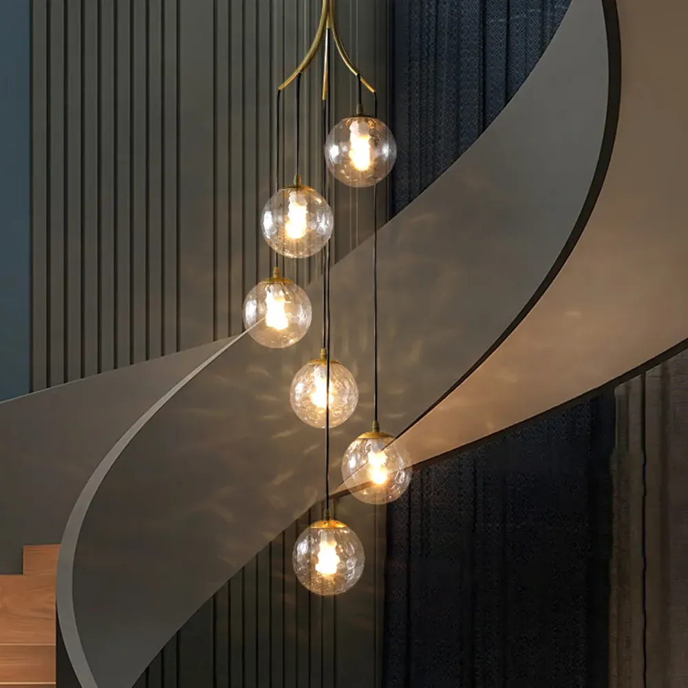 6-Light Tiered Bubble Chandelier - Gold, Glass