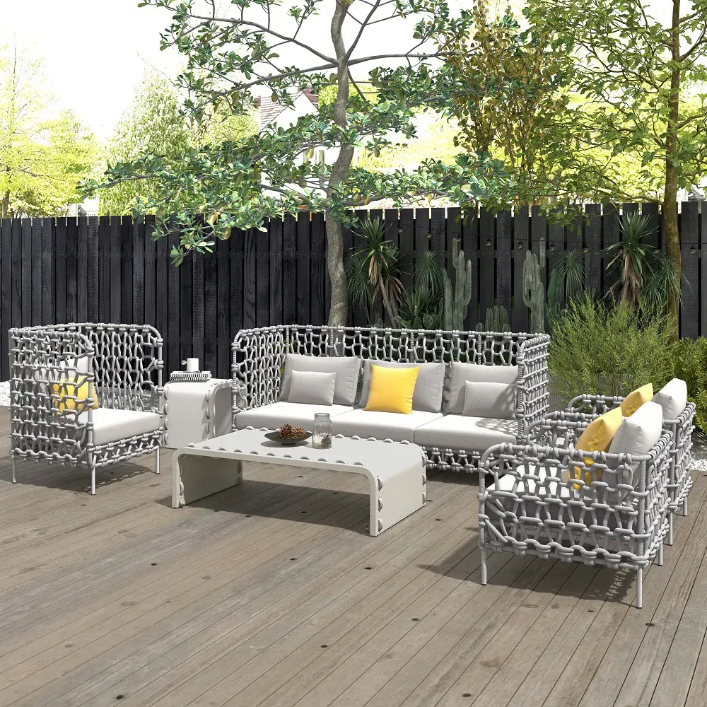 6-Piece Aluminum Outdoor Sofa Set with Coffee Table - Gray image