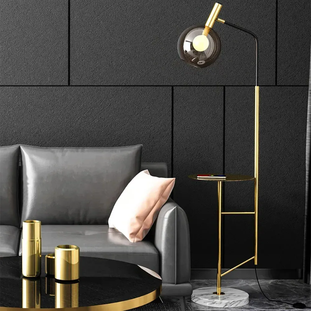 67" Tray Table Floor Lamp with Dome Glass Shade - Gold