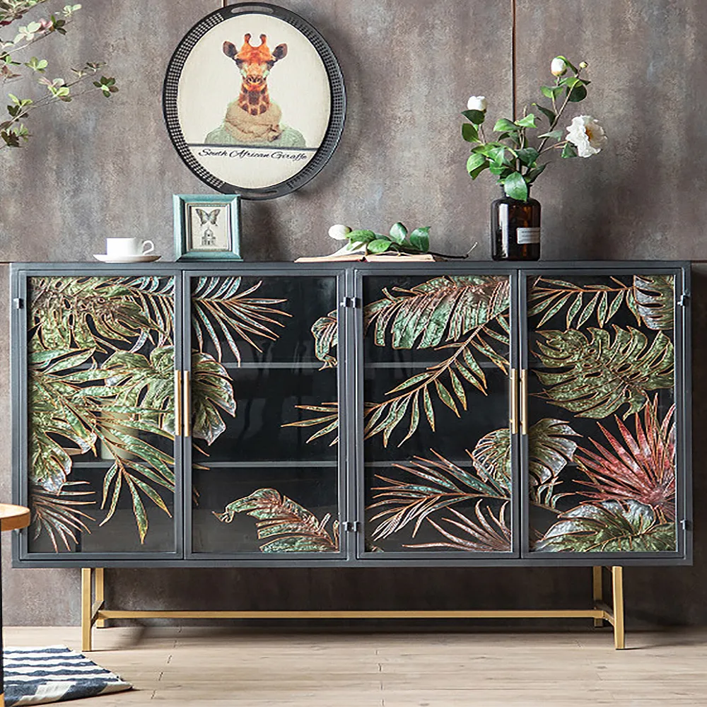 70.9" Painted Sideboard Buffet with Glass Doors