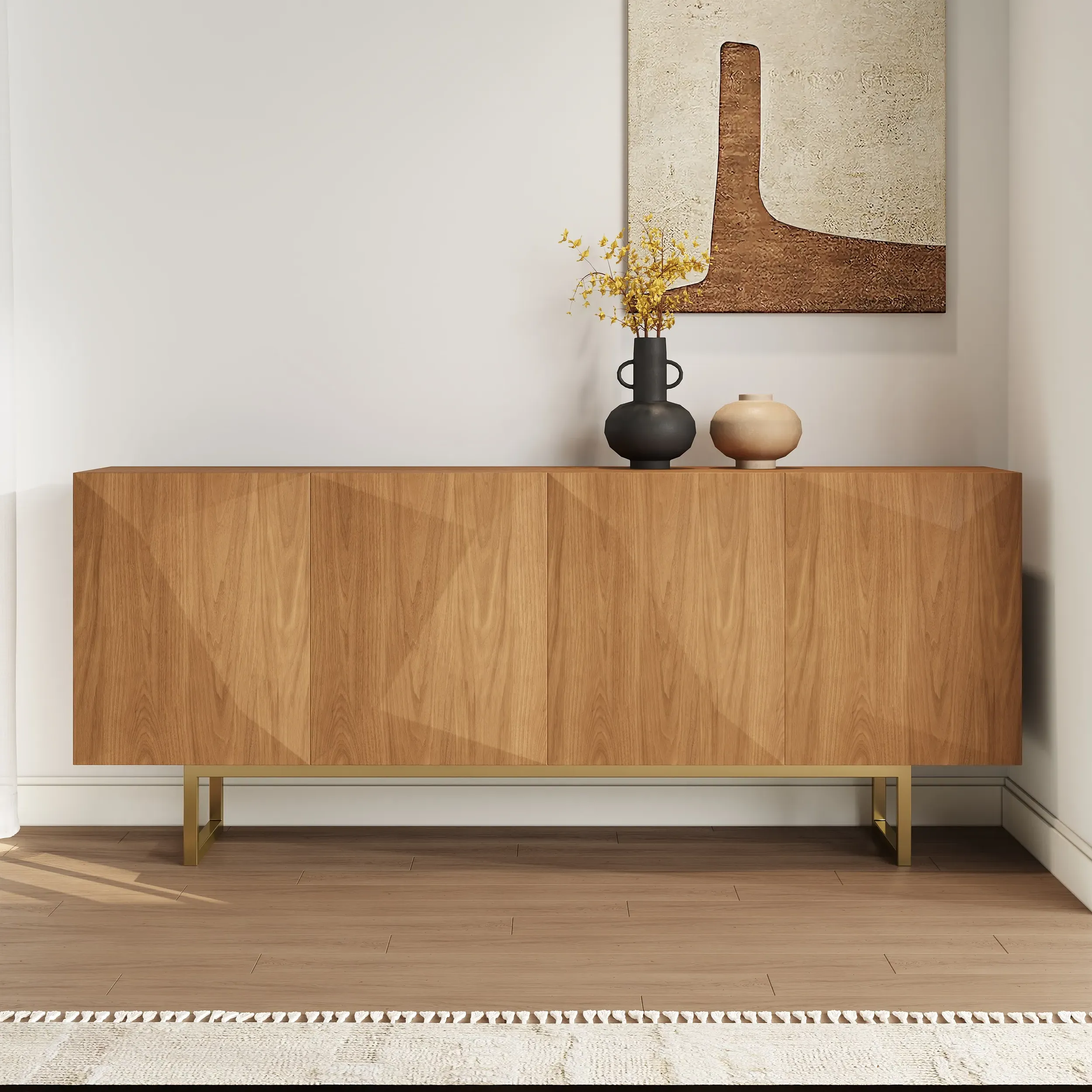 71" Buffet Sideboard with Gold Base - Natural