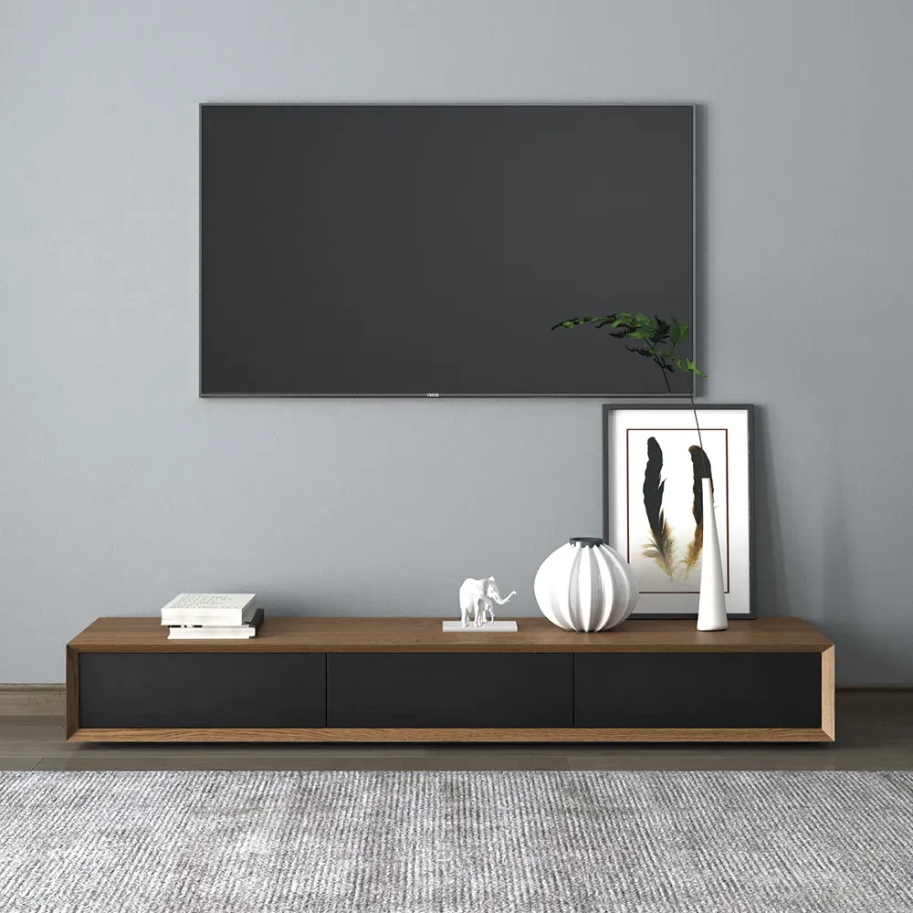 71 Inch TV Stand with 3 Drawers - Walnut image