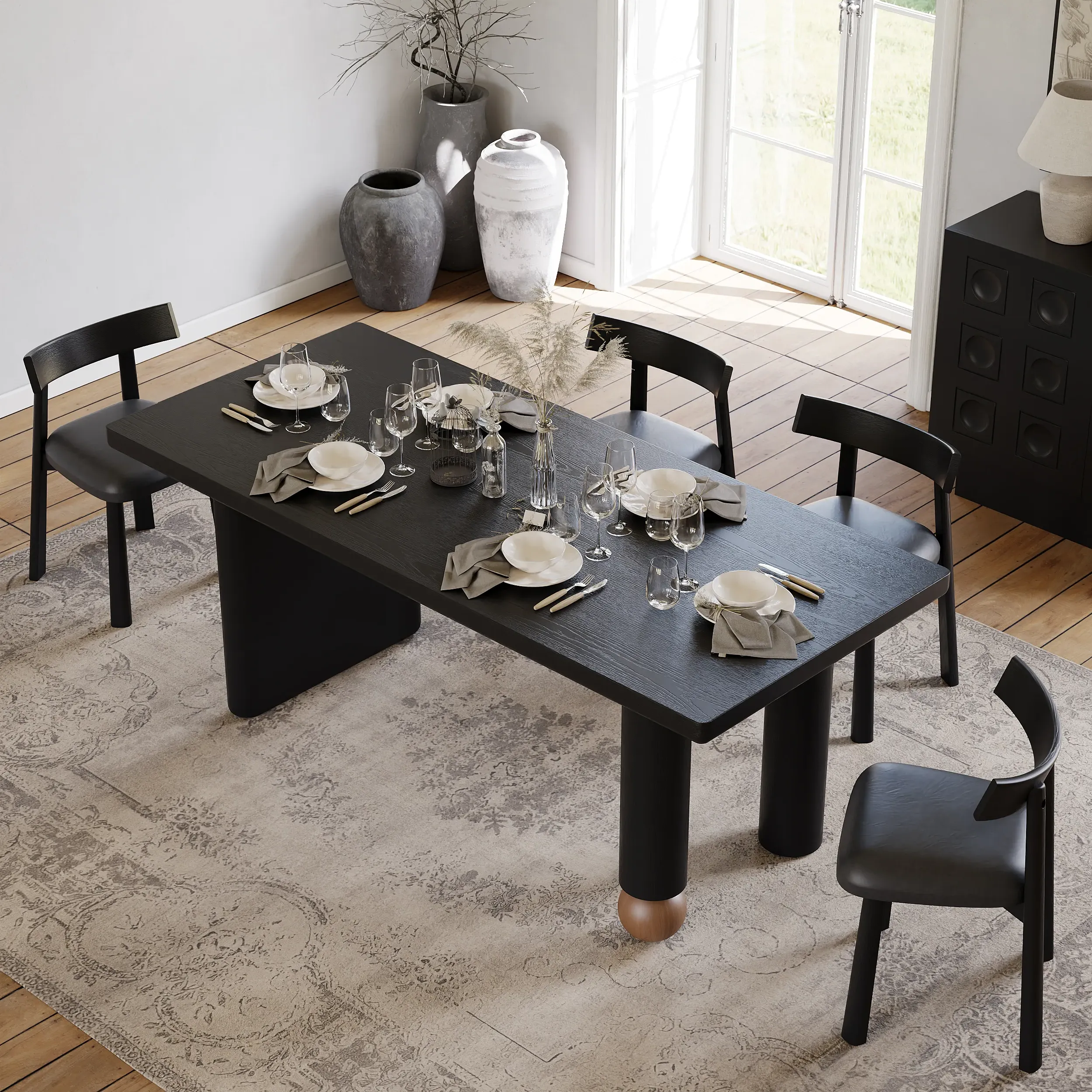 71" Rectangular Dining Table - Black, Rubberwood image