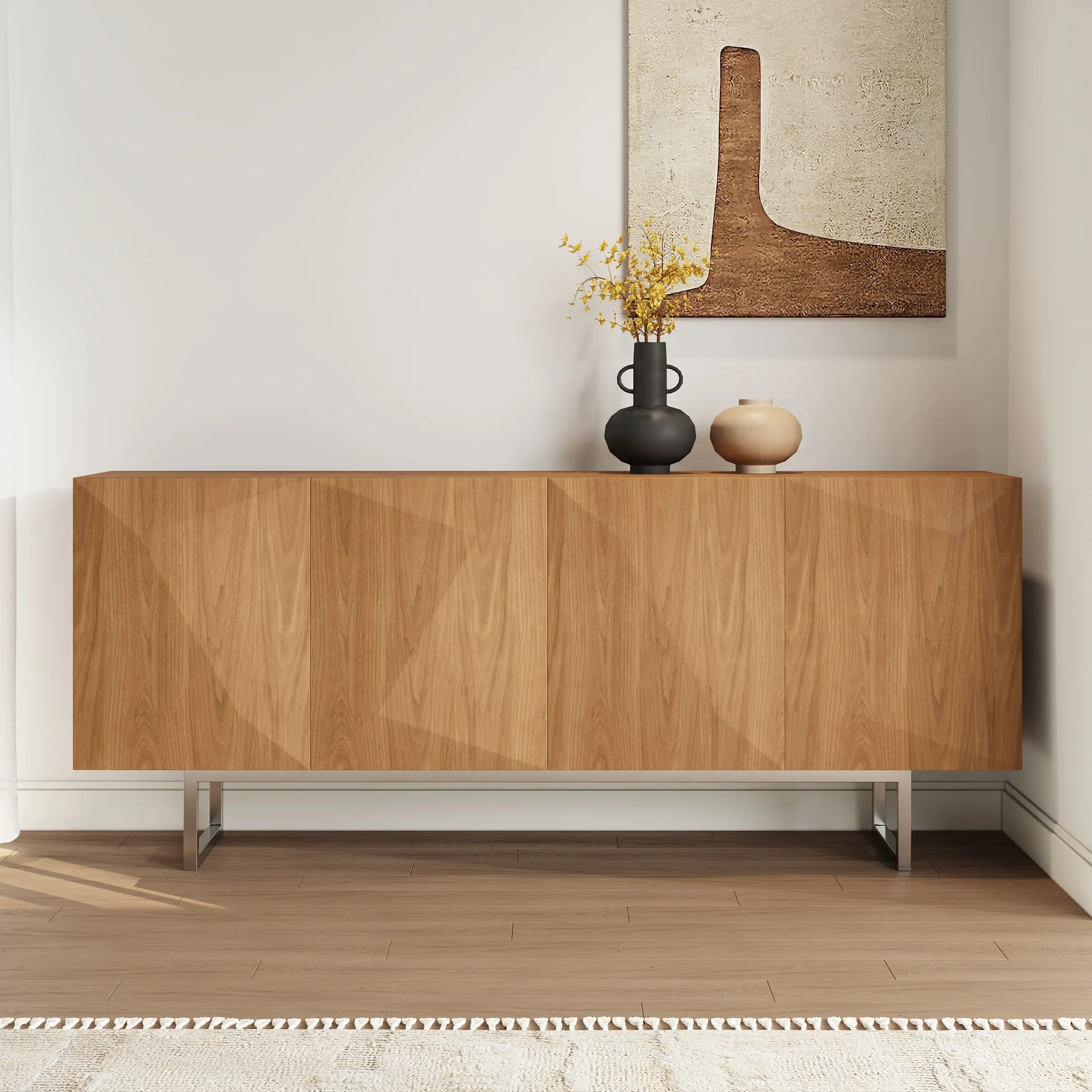 71" Sideboard with 4 Doors - Natural