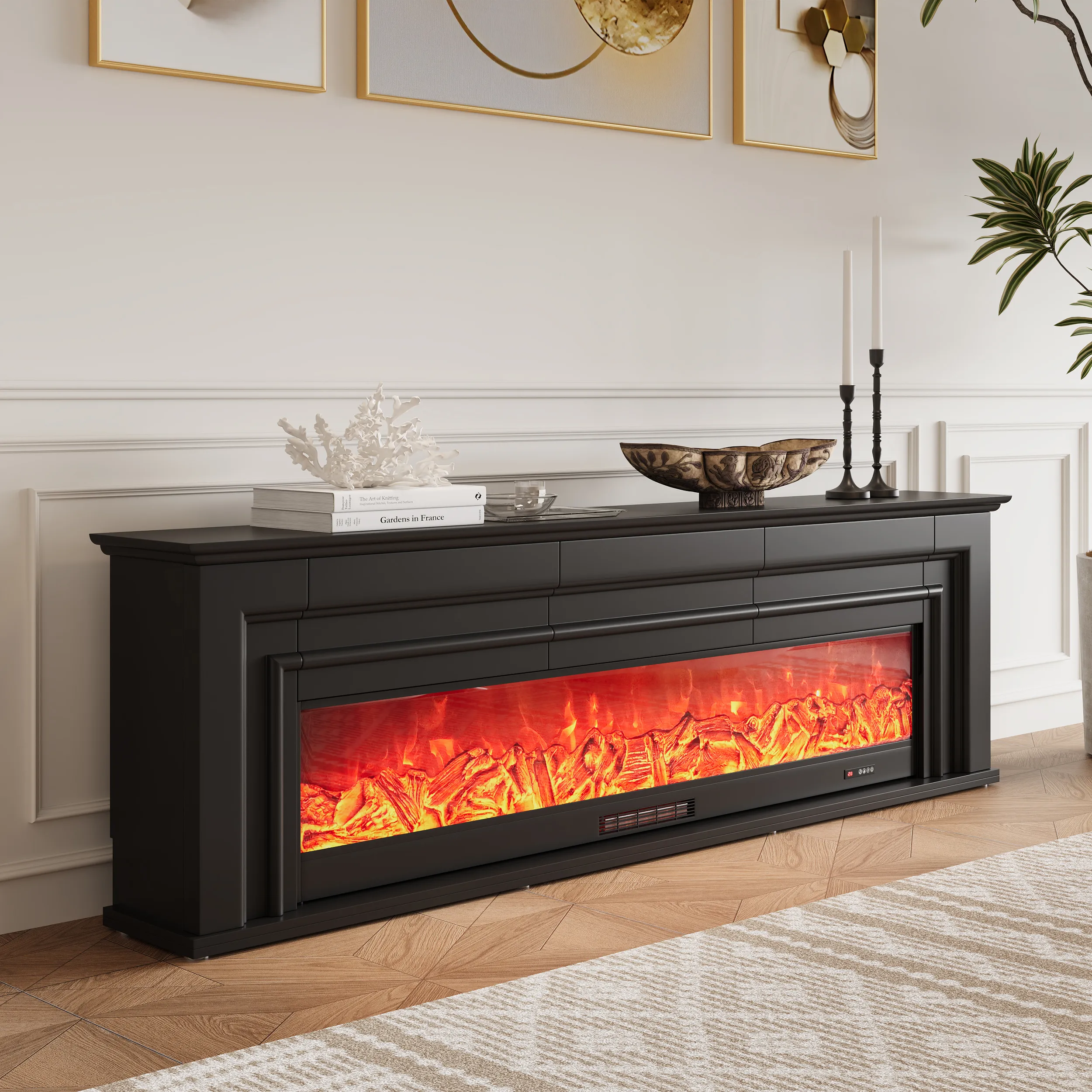 79'' Electric Fireplace TV Stand with Remote Control - Black