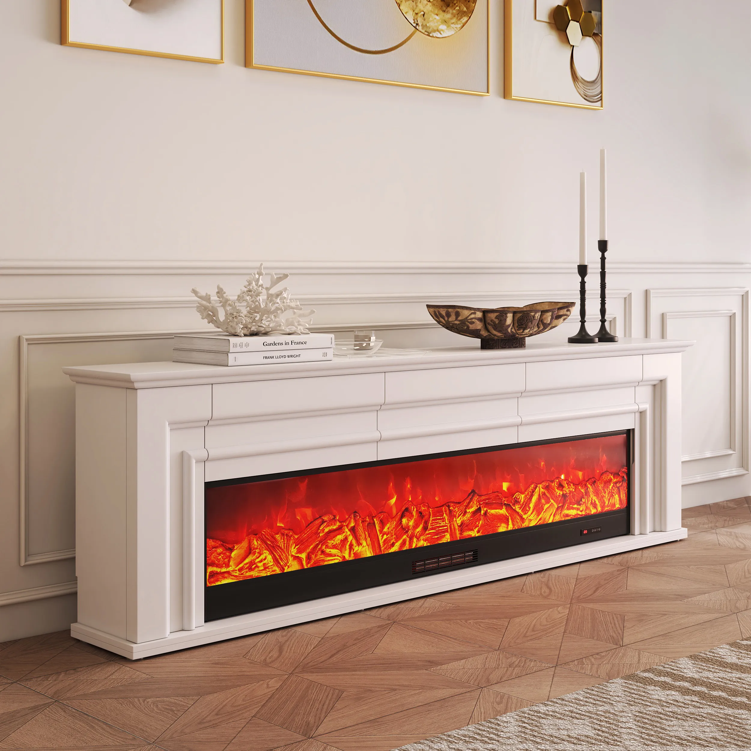 79'' Electric Fireplace TV Stand with Remote Control - White