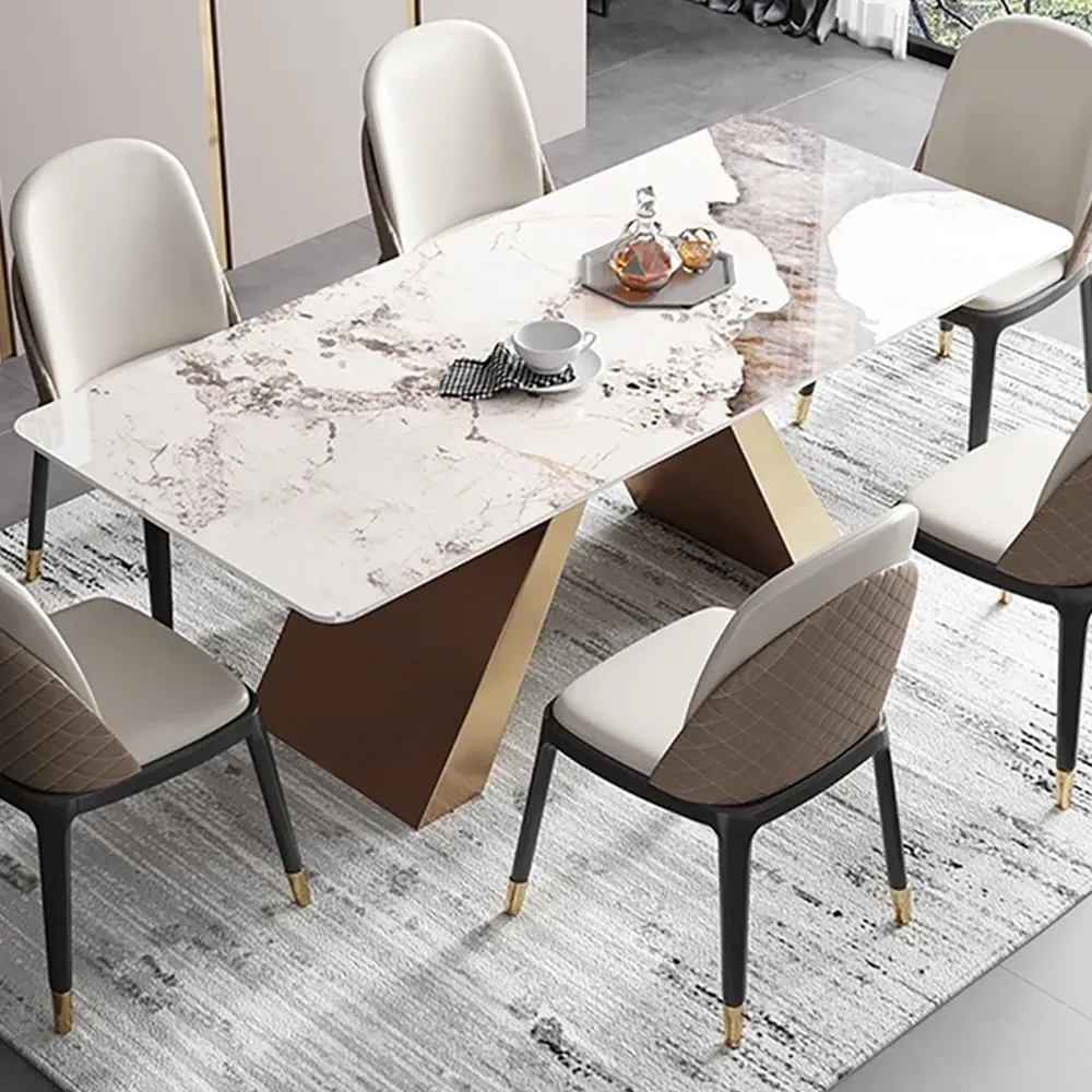 79" Rectangular Dining Table with X-Base - White, Faux Marble