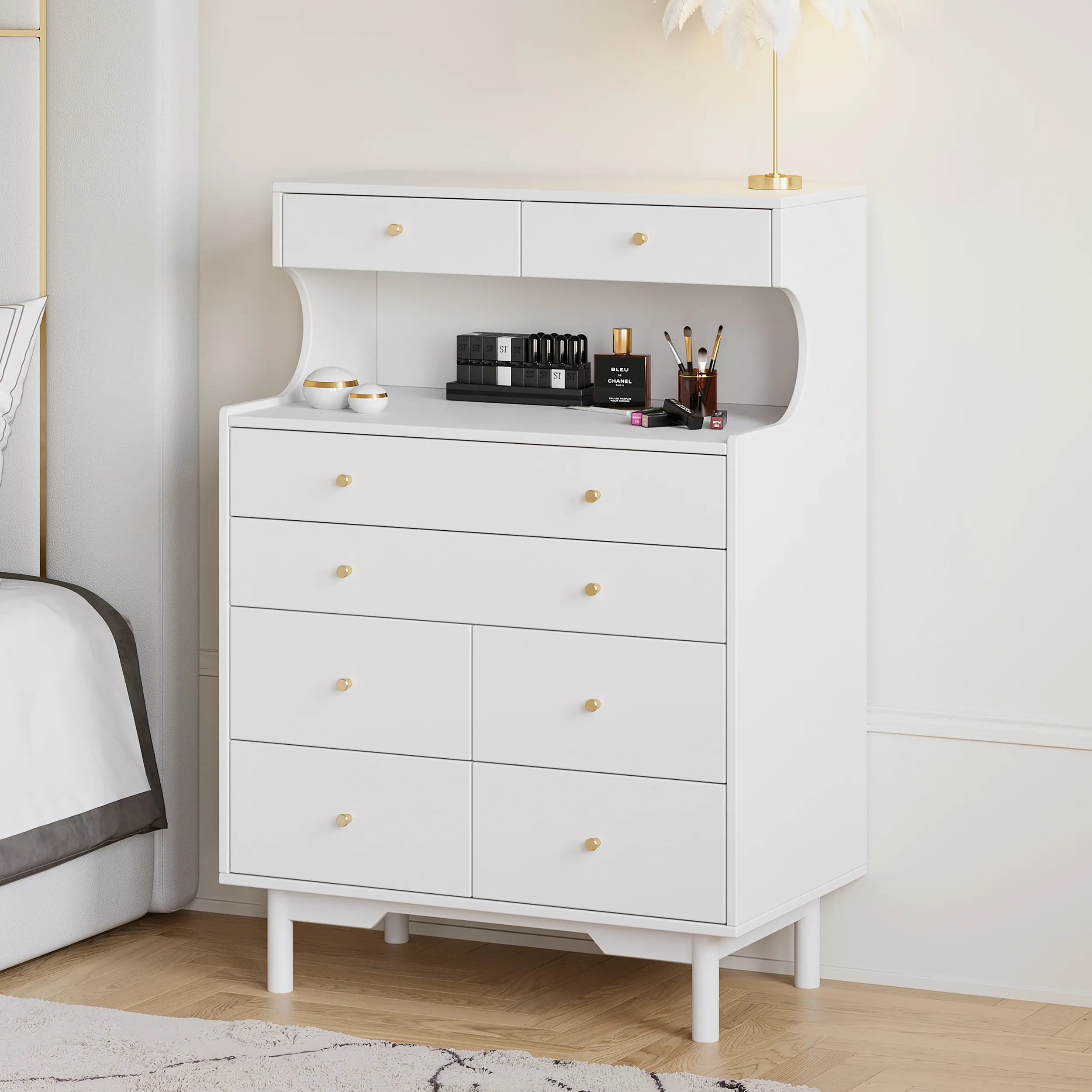 8-Drawer Dresser with Storage - White image