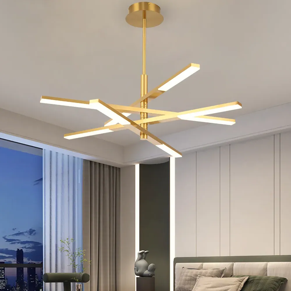 8-Light Chandelier with Adjustable Arms - Gold