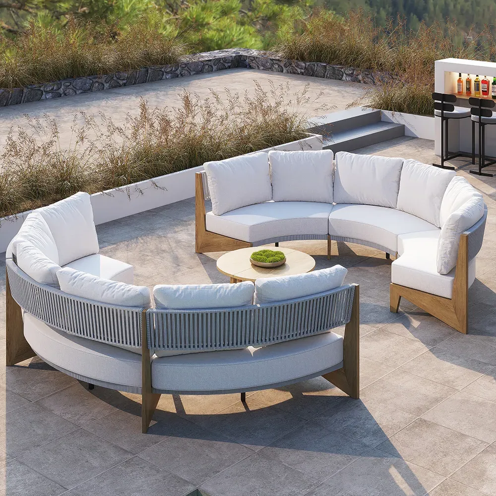 8-Piece Curved Modular Outdoor Sectional Sofa Set with Coffee Table