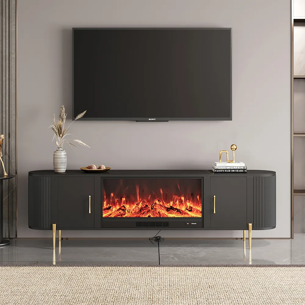 87" Electric Fireplace TV Stand with Remote - Sintered Stone image