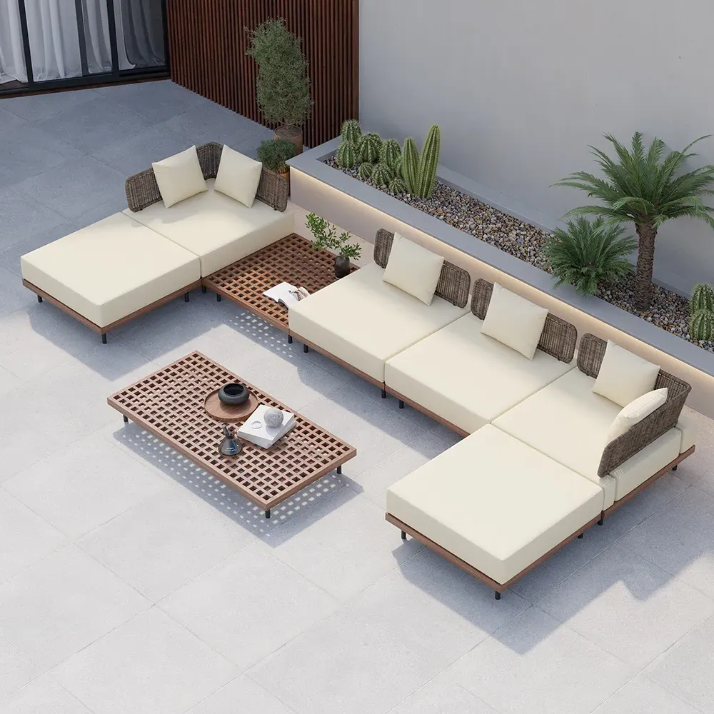 8PCS Modular Outdoor Sectional Sofa Set - Beige image