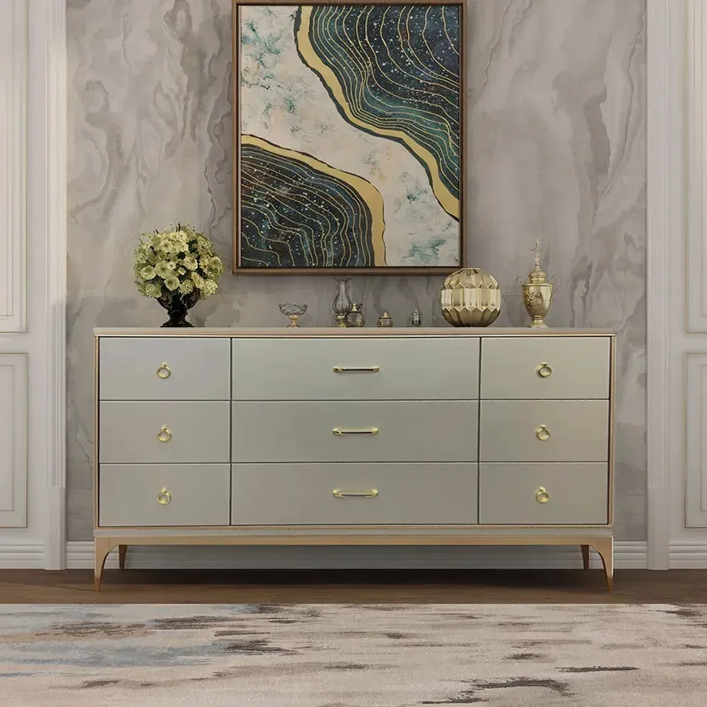 9-Drawer Bedroom Dresser - Champagne, Gold image