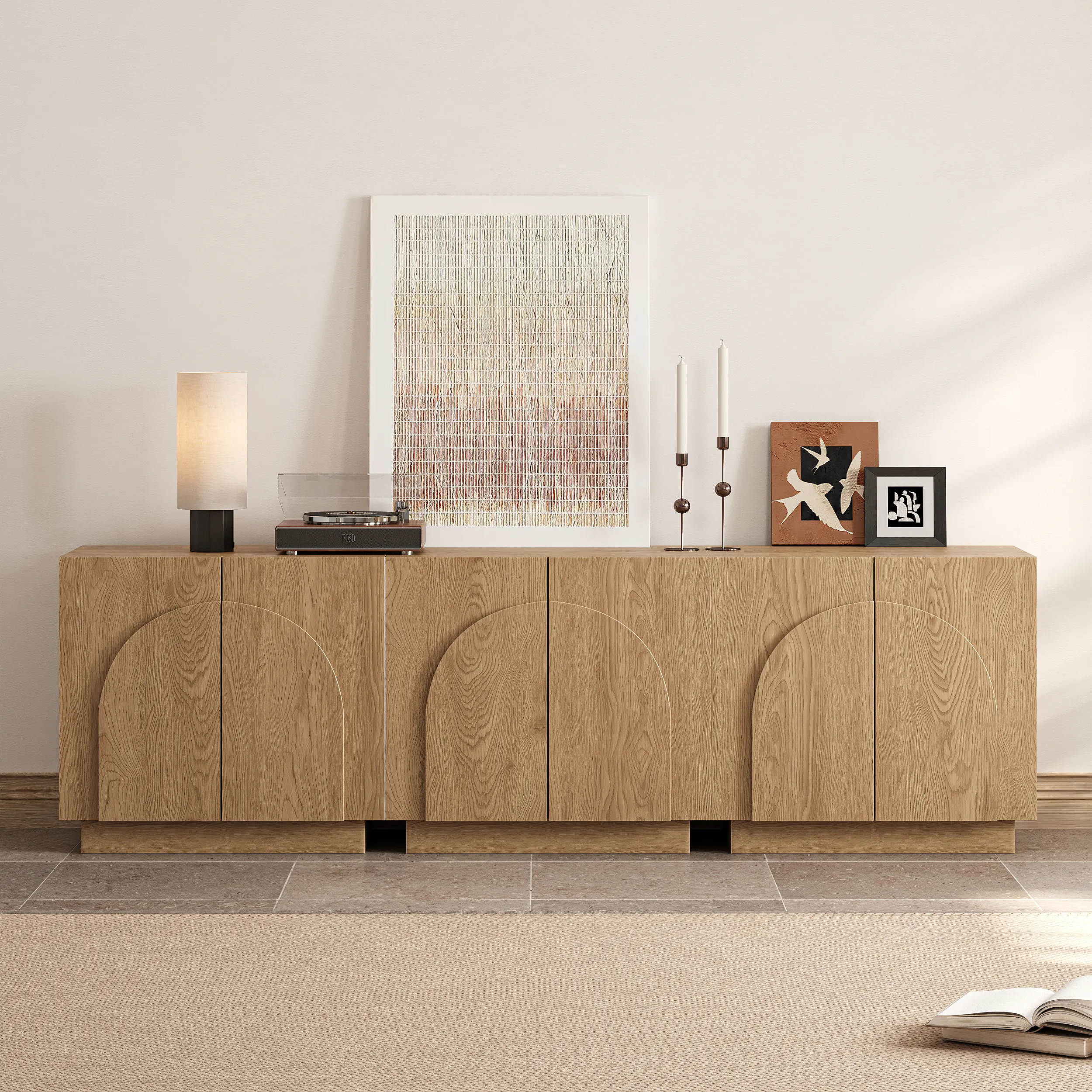 94" 3-Piece Modular TV Stand with Storage - Oak