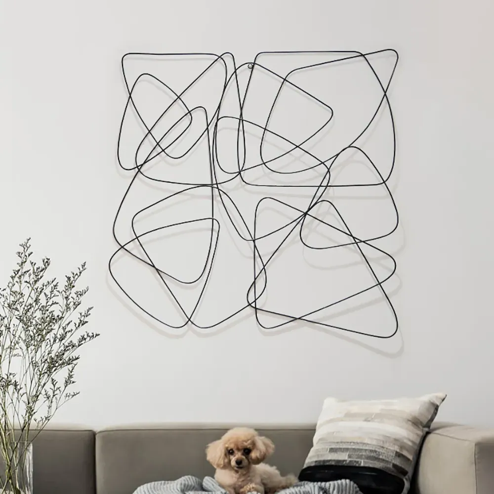 Abstract 3D Metal Wall Art - Black, Iron image