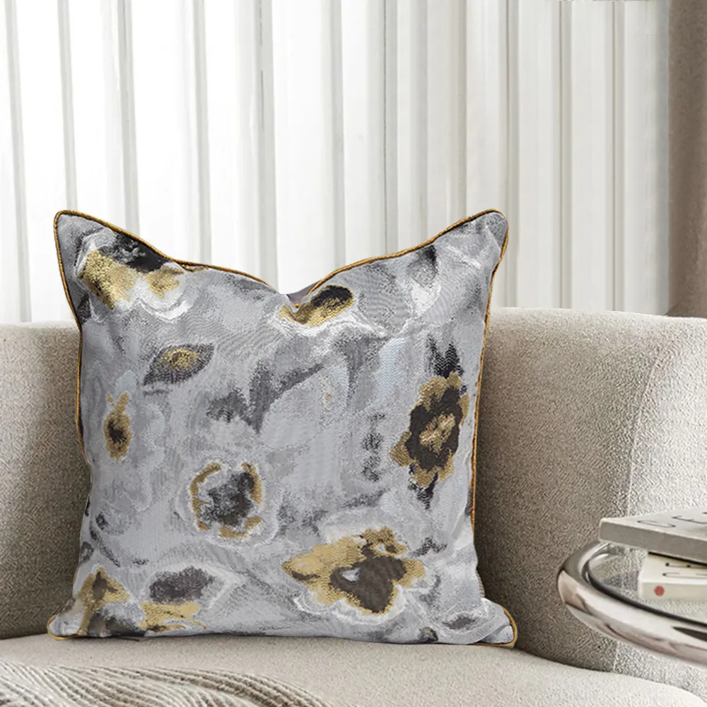 Abstract Geometric Bloom Pillowcase - Gray, Simulated Silk image