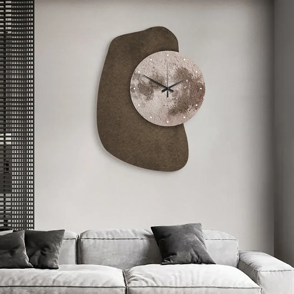 Abstract Geometric Moon Wall Clock 3D - Sandstone image