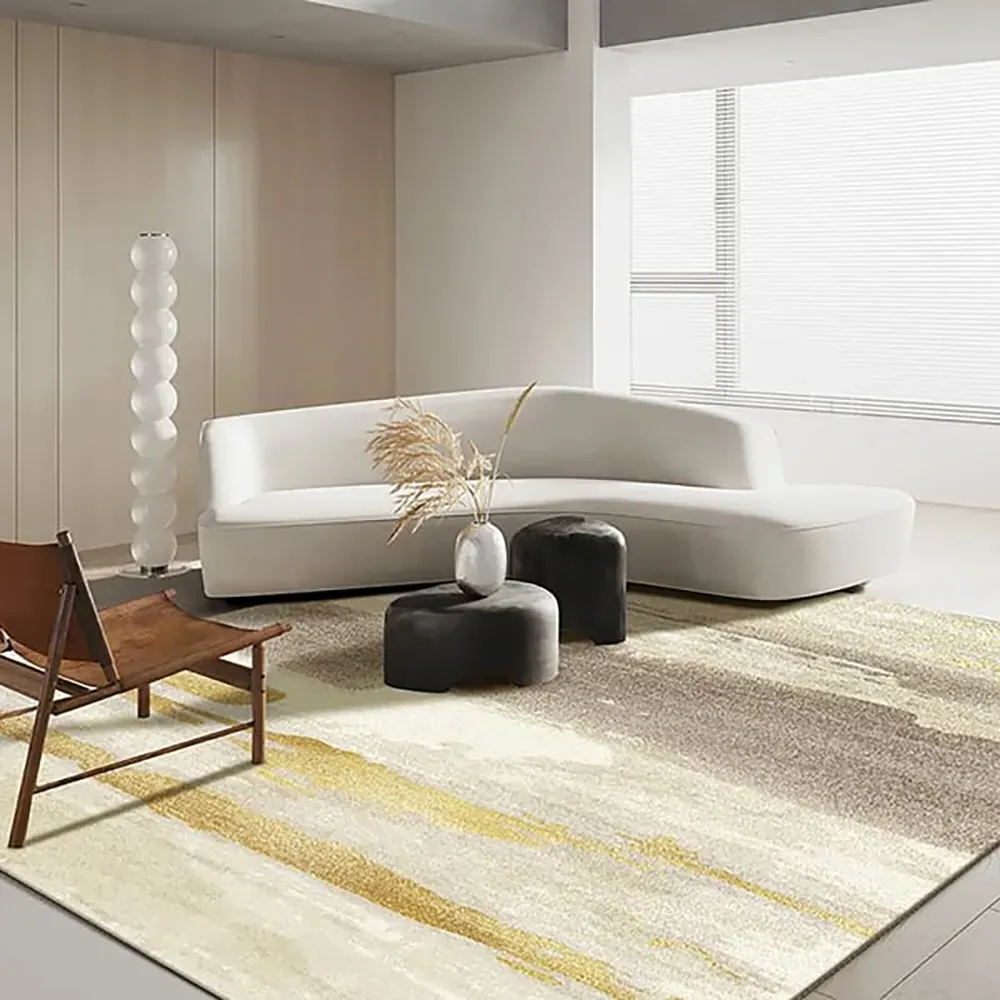 Abstract Rectangle Area Rug - Gray, Velvet