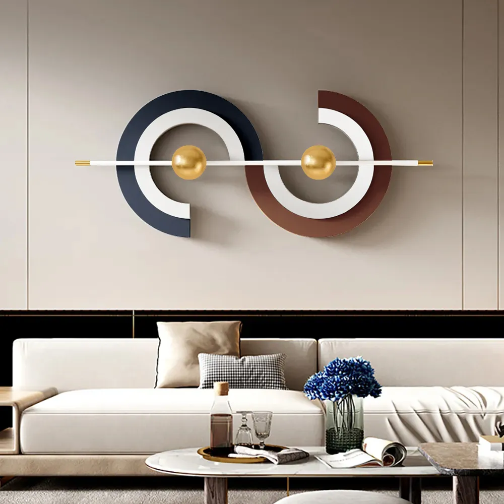 Abstract Wall Art with Golden Accents - Multi-Color, Iron image