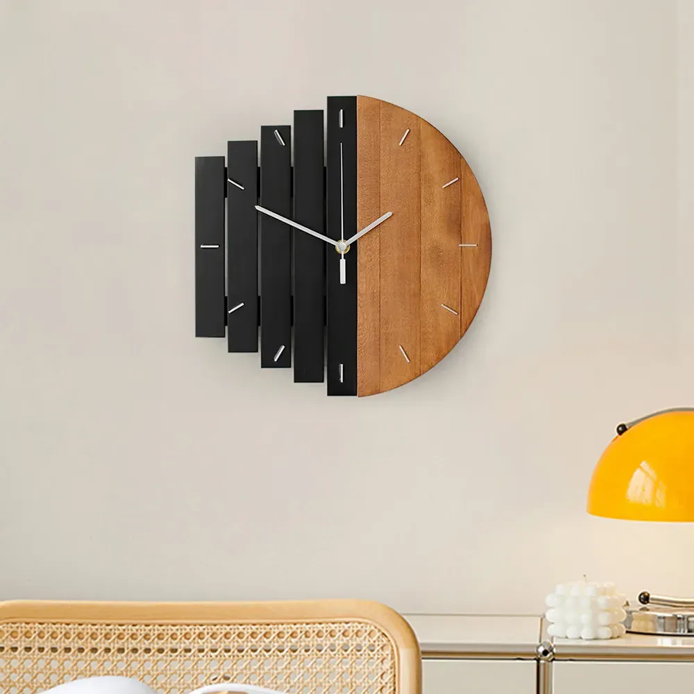 Abstract Wood Wall Clock - Brown, Black image