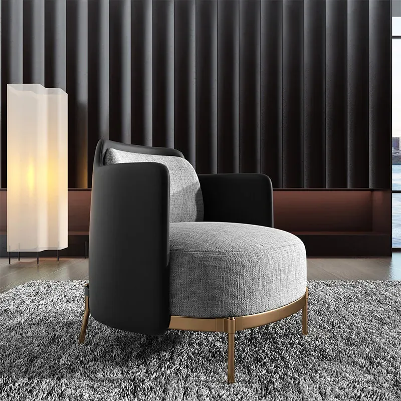 Accent Chair with Curved Back - Black, Linen