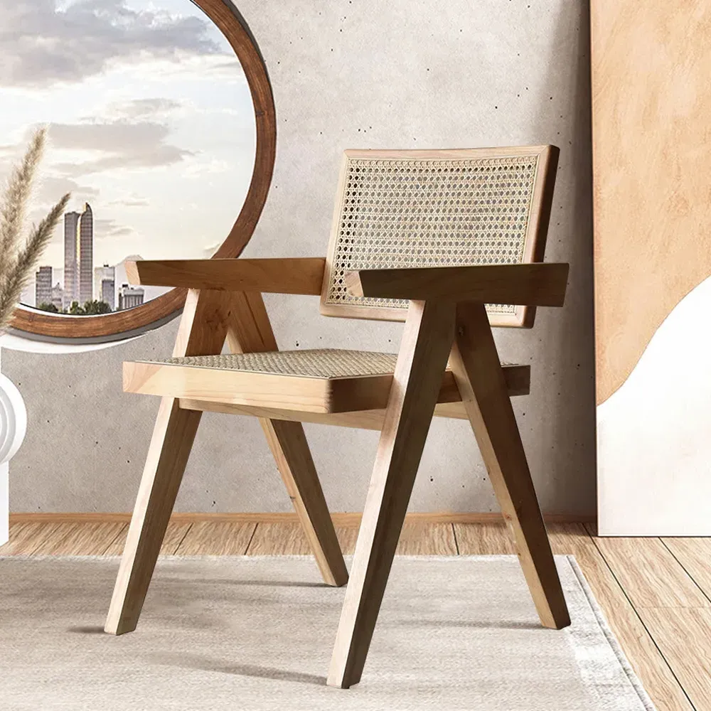 Archic Dining Chair with Armrests 2-Pieces - Natural, Rattan