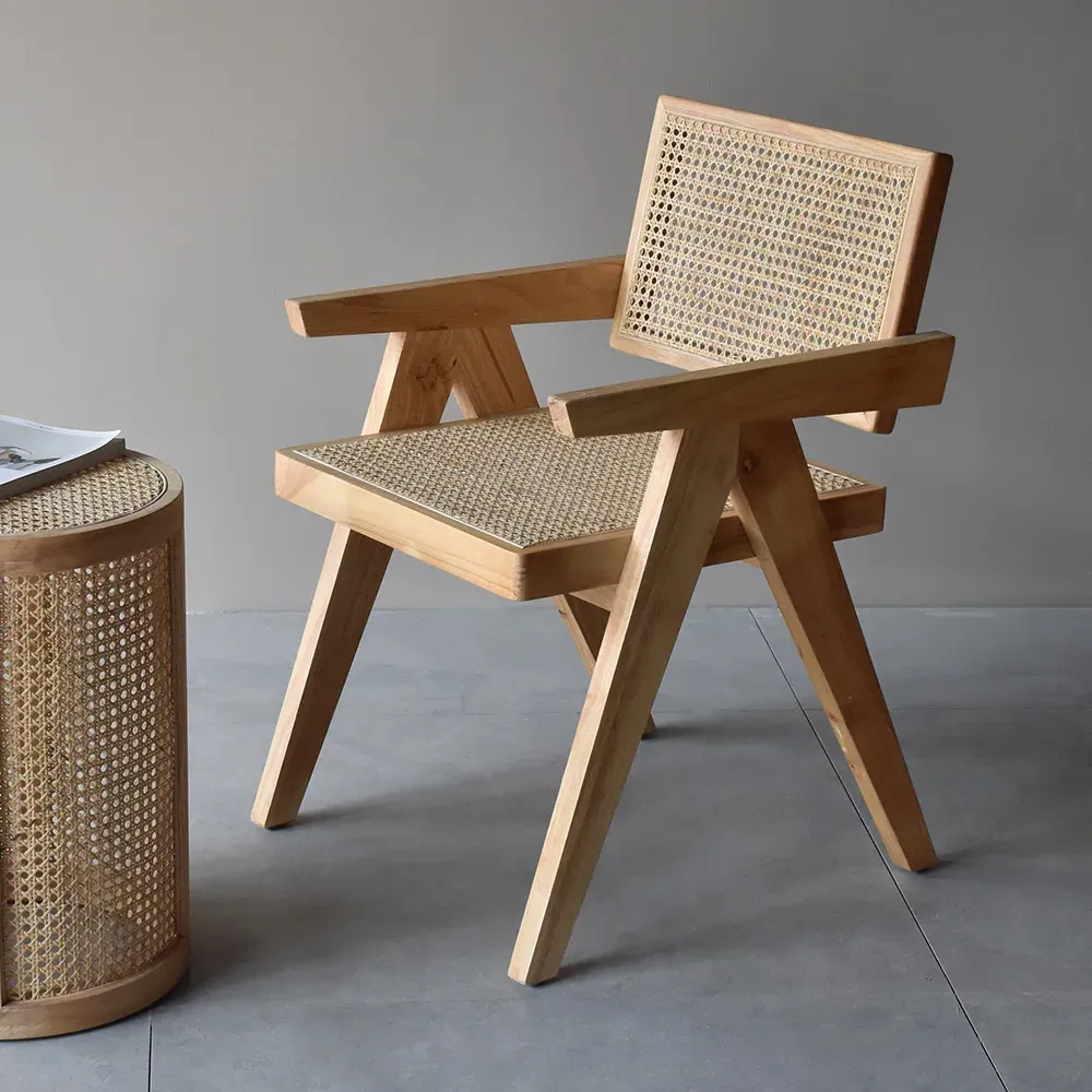 Archic Dining Chair with Armrests 4-Pieces - Natural, Rattan