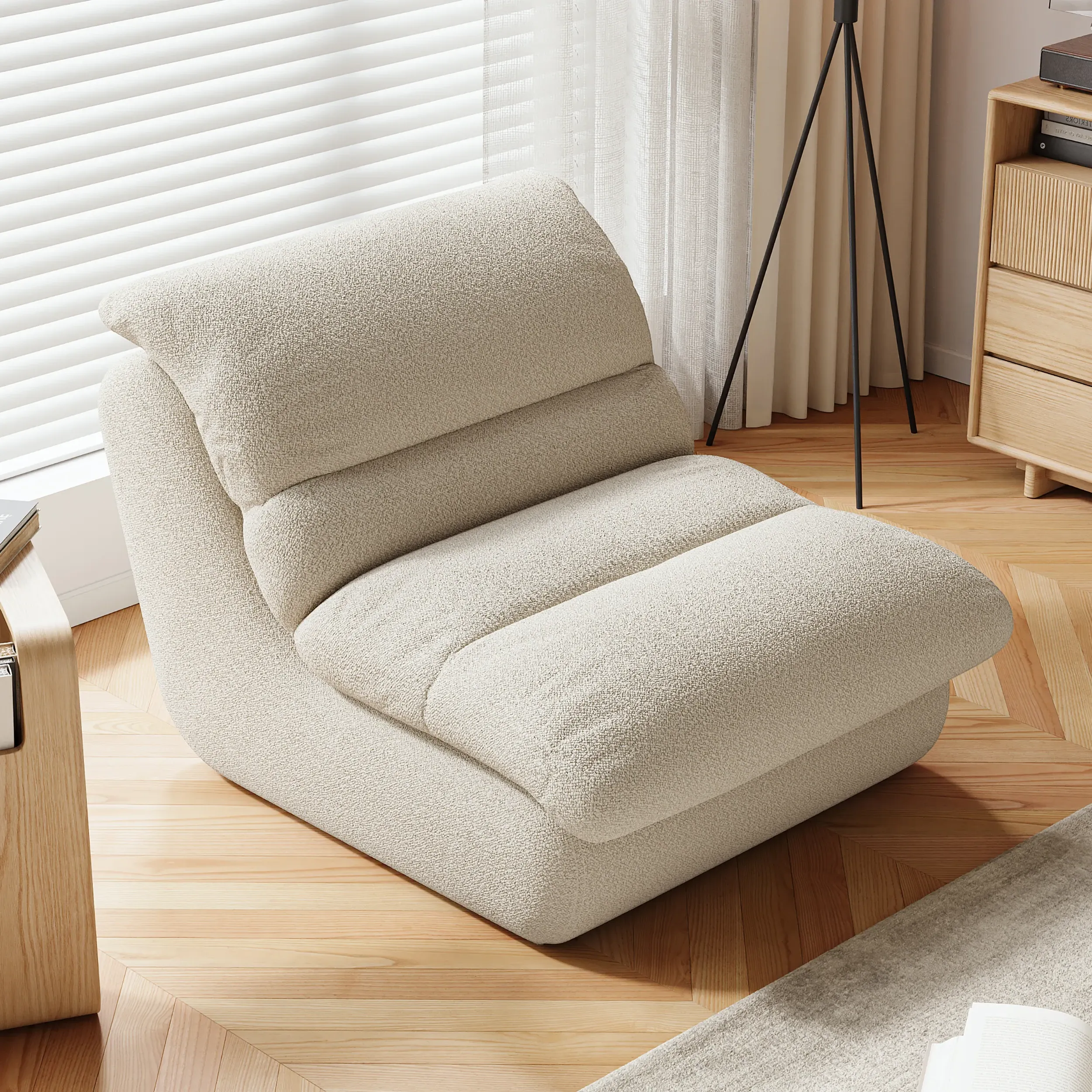 Armless Upholstered Accent Chair - Green, Chenille image