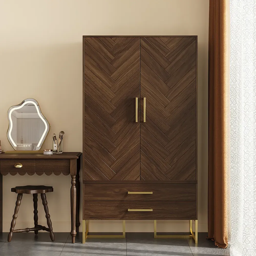 Armoire Wardrobe with Drawer - Walnut image