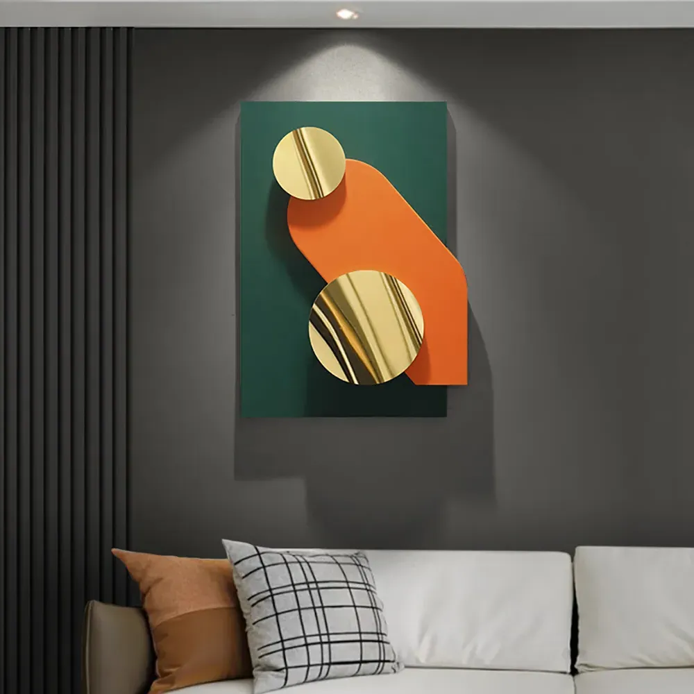 Artard 26.8" Metal Wall Decor Art - Green & Gold image