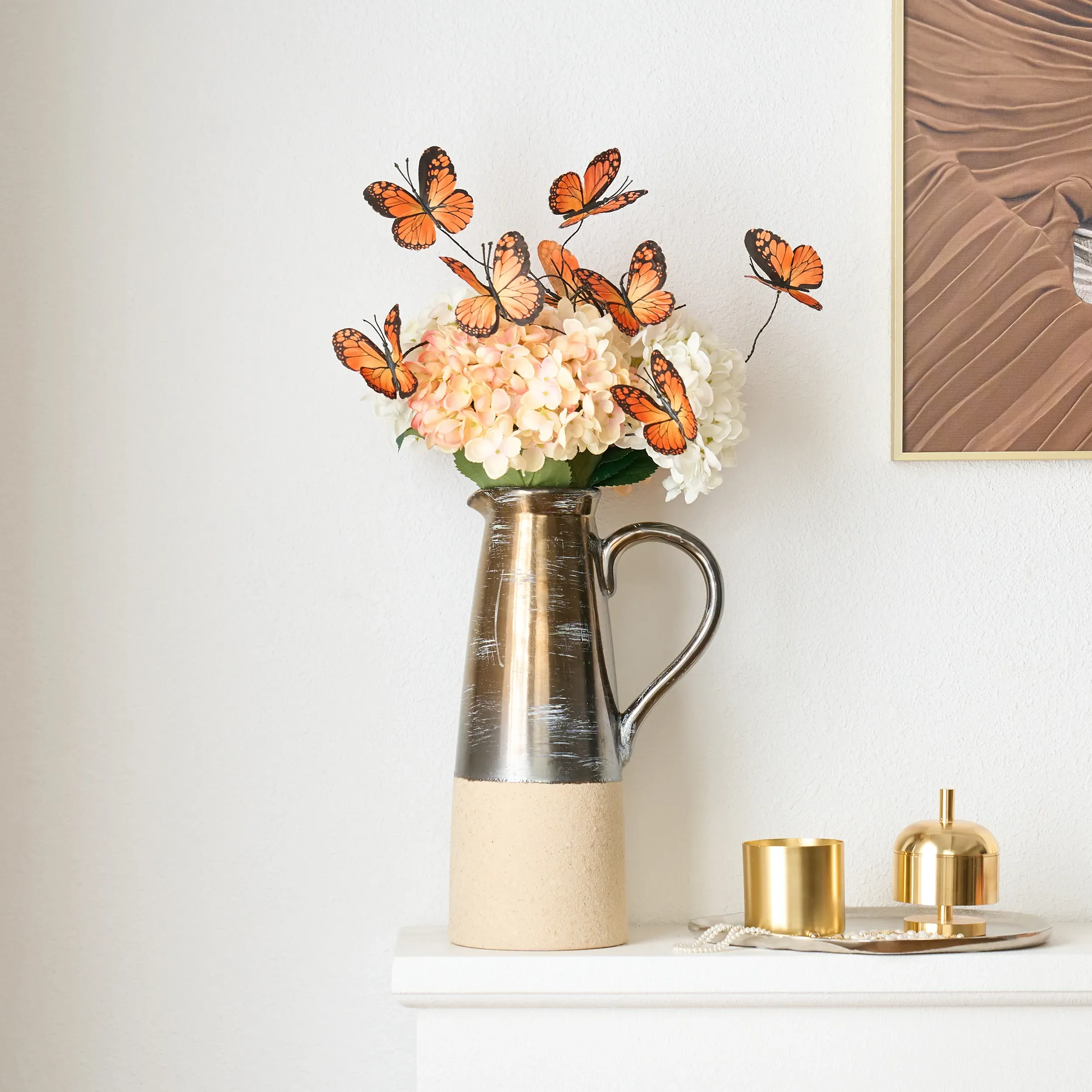 Artificial Flower Arrangement in Ceramic Vase - Pastel