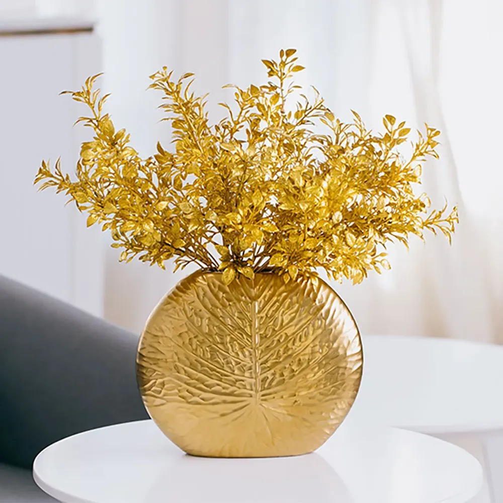 Artificial Plants in Vase Set - Bronze Gold, Ceramic image